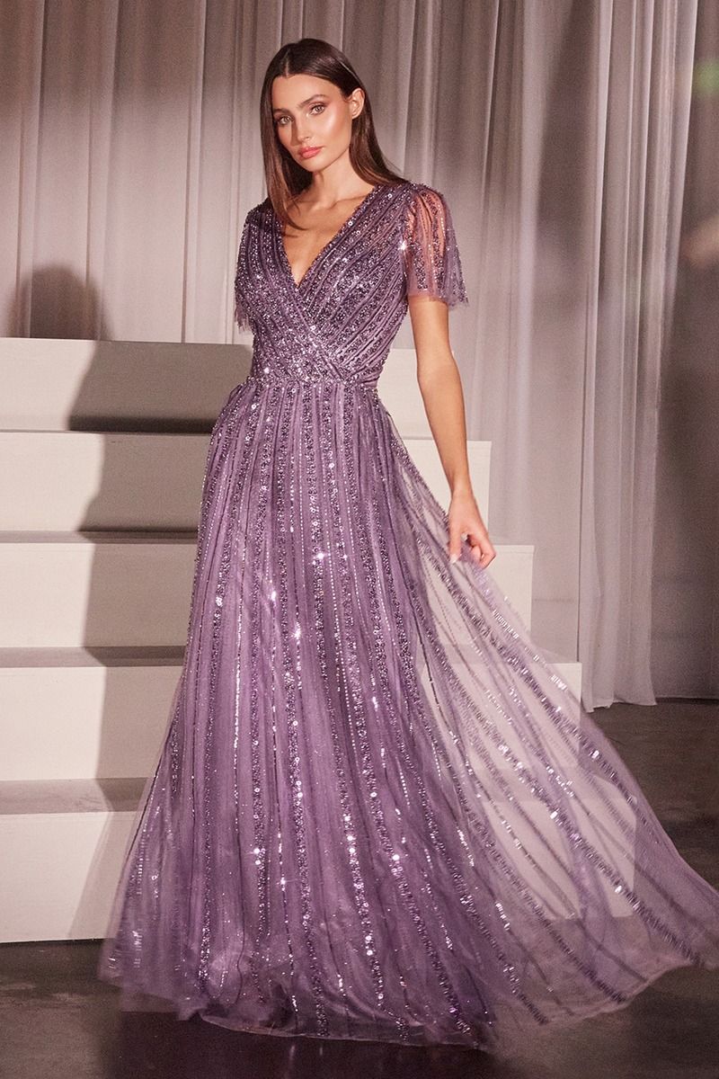 Vestido manga mariposa (English Violet) - CD0241